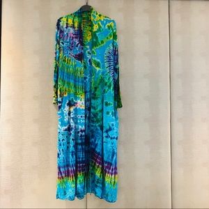 Tie Dye Duster Cardigan One Size Boho Hippie Gypsy